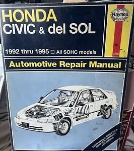 1992 thru 1995 Honda del Sol Automotive Repair Manual. All SOHC Models