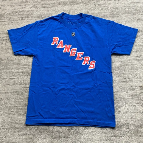 New York Rangers Henrik Lundqvist Shirt Adult Medium Blue Red NHL Hockey Mens Cover