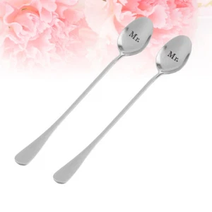 2 Pcs Stainless Steel Spoon Lovers Wedding Spoons for Serving Food - Picture 1 of 11