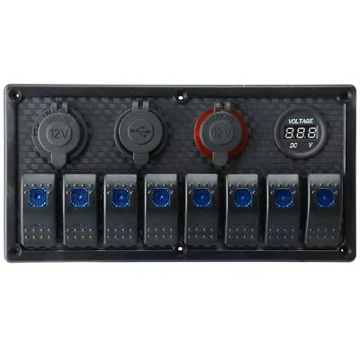 Painel interruptor balancim 8 gangues disjuntor duplo USB soquete isqueiro - Imagem 1 de 4