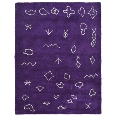 Alfombra Telar Anudada a Mano Mezcla de Seda Contemporánea Púrpura Blanca BBH Homes LSM632 Foto 1 de 4