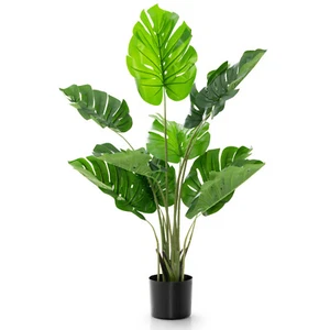 4 FT Artificial Monstera Deliciosa Tree W/10 Leaves of Different Sizes 10 Trunks - Picture 1 of 6