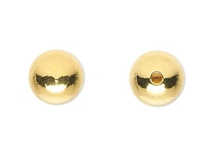 10 OR 100 Gold Plated 3mm OR 5mm Half Drilled End Beads for Use with MEMORY WIRE - Picture 1 of 7