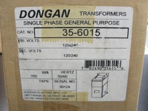 Nuevo transformador Dongan, 35-6015, pri 120x240, seg 120/240, monofásico, .150KVA - Imagen 1 de 4