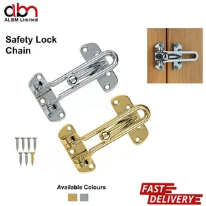 Security Door Guard Restrictor Bolt Catch Strong Safety Heavy Duty Lock Chain - Picture 1 of 12