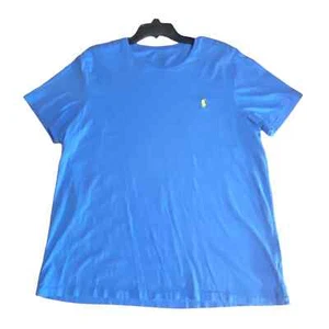 Polo Ralph Lauren XL Blue Pullover Shirt Yellow Polo Logo Short Sleeve - Picture 1 of 4