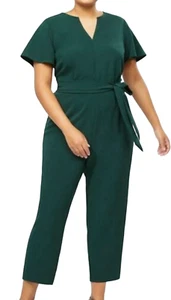 NEU LANE BRYANT WALDGRÜN LENA FLATTERÄRMEL KERBENAUSSCHNITT JUMPSUIT GRÖSSE 28 - Bild 1 von 4