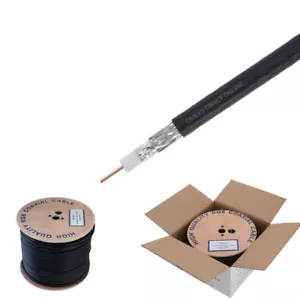 Cable RG6 1000 PIES a granel cable coaxial doble escudo 18 AWG negro coaxial TV vía satélite - Imagen 1 de 4