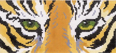 Needlepoint Handpainted Lee BB Canvas Tiger Eyes 6 x 2.75" - Image 1 of 4