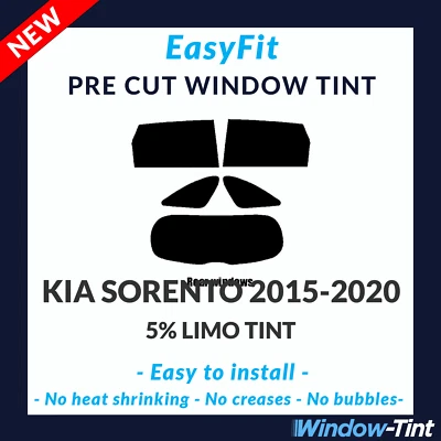 EasyFit Static Pre Cut Window Tint For Kia Sorento 2015-2020 - 5% Limo Rear - Image 1 of 3