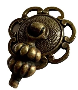 Brass Farmhouse French Art Deco Colonial Antique Pendant Drawer Pull - Picture 1 of 7