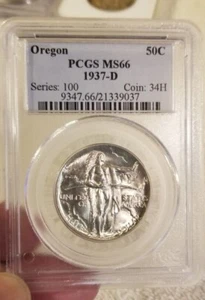 1937 D Oregon Trail PCGS MS 66 Commemorative Half Dollar - Picture 1 of 6