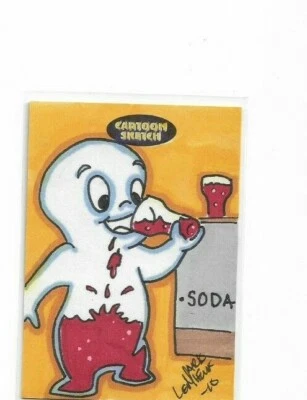 CLASSIC CARTOON SKETCH ART CARDS HAND DRAWN SKETCH CASPER BY MARK LEMIEUX - Image 1 of 3