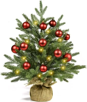 Weihnachtsbaum Mini Künstlich 55cm Tisch Tannenbaum mit LED Licht und Kugel C741 - Bild 1 von 4