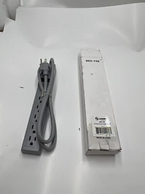 Steren Genuine OEM 905-106 6 Outlet Plastic Surge Suppressor Strip 15Amp 4Ft - Image 1 of 4