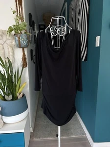 Intimo Black Modal Half Sleeve Cowl Neck Top With Gathered Sides. Size 12 - Picture 1 of 6