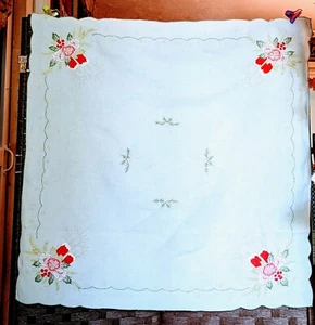 Vintage Christmas Table Cloth 32" x 32” Candles Holiday - Picture 1 of 5