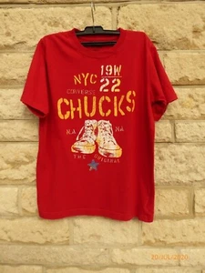 Boy's Converse Medium Red T-Shirt with Chucks Graphic VGC - Picture 1 of 5