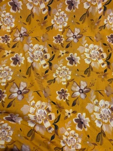 4.8 Metres Pumpkin shade Floral Printed 100% Viscose Dress Fabric. END LENGTH - Picture 1 of 5
