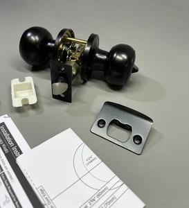 Keyless Interior Door Handle Lock Round Black Matte Thumb Turn Lock From Inside - Picture 1 of 17