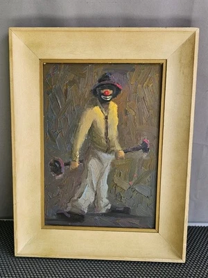 Talarico-Vibrante óleo sobre lienzo firmado y enmarcado pintura de un payaso 14×18 Foto 1 de 4