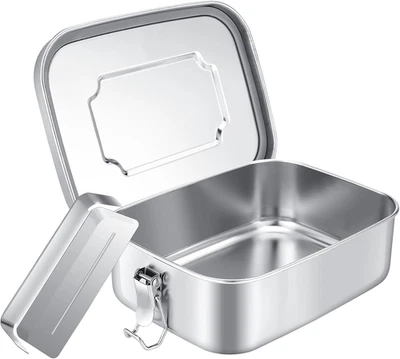 Lunch Box in Acciaio Inossidabile Con 2 Scomparti, Divisorio Mobile a Tenuta Sta - Immagine 1 di 4