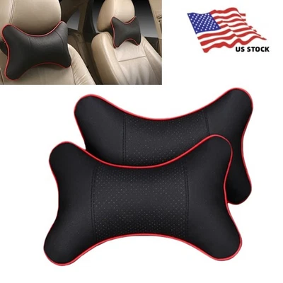 2x Almohada de reposacabezas de coche de cuero PU Almohada para cuello de coche Almohada de soporte para cuello automotriz Foto 1 de 4