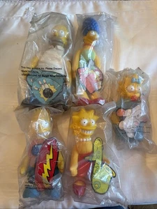 The Simpsons Vintage 1990 Burger King Plüsch Puppen Komplettsatz 5 Neu im Beutel - Bild 1 von 4