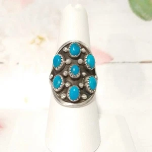 Anello Vintage Navajo Turchese Argento Sterling 925 Nativi Americani Misura 8,25 - Foto 1 di 12