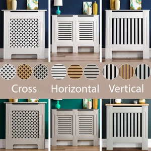 White Radiator Cover Shelf Cabinet Grey Modern MDF Wood Slat Grill Furniture - Picture 1 of 590