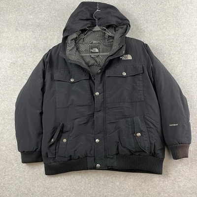The North Face Boys XL Goose Down HyVent Black Hooded Coat Jacket Winter Wind - Image 1 of 4