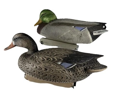 Pair Large Final Approach Mallard Drake Hen Duck Decoys 17.5” x 7" Ducks Hunting - Image 1 of 4