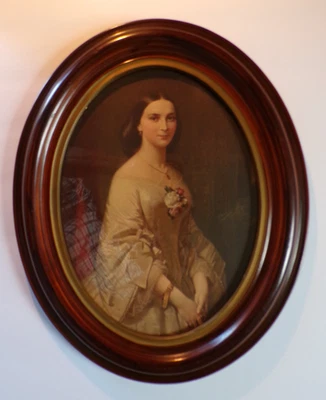 Litografía antigua enmarcada ovalada Southern Belle después de Erich Correns Foto 1 de 4