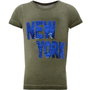 Kids T Shirt Reversible Sequin Boys New York Shirts 22028 Olive Green 98-104 - Picture 1 of 4