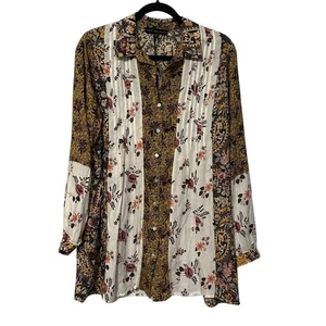 Jane & Delancey Floral Button-Up Women's Top Peasant Boho Floral Fairy NWT M - Picture 1 of 11
