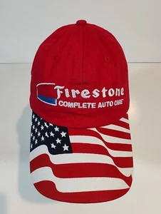 Firestone Complete Auto Care American Flag Red Baseball Cap Hat Adjustable - Picture 1 of 6