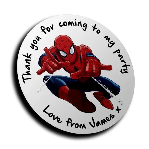 Personalised Spiderman Birthday Stickers For Party Bags Kids Name Labels Age
