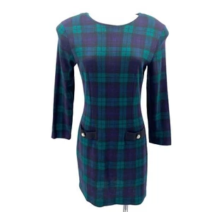Vintage Marnie West dark academia plaid sheath mini dress size small - Picture 1 of 8