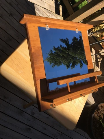 Vintage Colonial Style Wall Mirror Caddie Knotty Pine Construction. Nice Cover