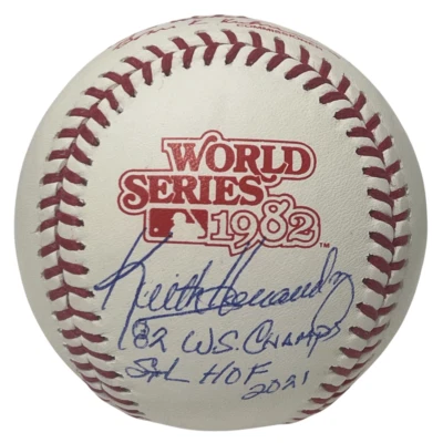 Keith Hernandez Signed 1982 World Series ROMLB Baseball w/ 2 Ins JSA COA NY Mets - Image 1 of 2