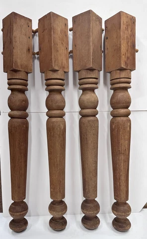 Set of 4 Antique Furniture Grade American Black Walnut Table Legs, Lathe Turned Cover