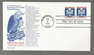 US Scott #O135, First Day Cover 1/12/83 Washington DC Pair Official - Picture 1 of 1