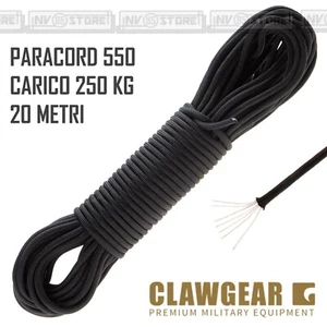 Corda Cordino PARACORD 550 TYPE III CLAWGEAR 20 Metri Carico 200 Kg Nero Black - Imagen 1 de 1