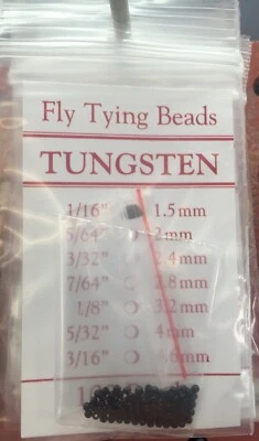  Cuentas de tungsteno 100 quilates negras todas las tallas 1/16 a 3/16 100 unidades Foto 1 de 4