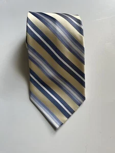 Campia Moda Men's 100% Silk Tie 63" X 4" Gold Blue Striped Extra Long - Picture 1 of 6