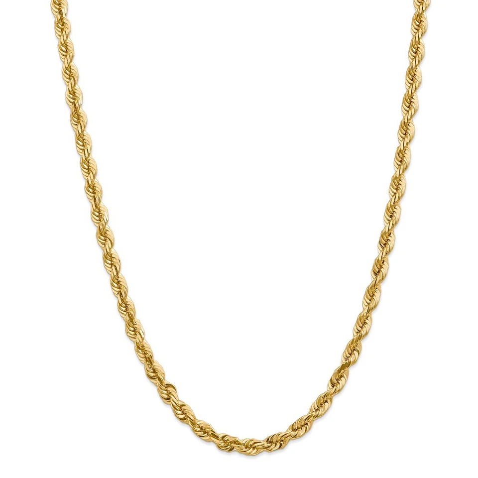14k Yellow Gold 5.5mm Solid Diamond Cut Rope Chain w/ Lobster Clasp 16" - 36" - Image 1 of 4