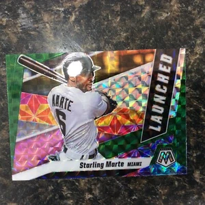 2021 Panini Mosaic Starling Marte Miami Marlins - Launched - #L7 - Green Prizm - Bild 1 von 2