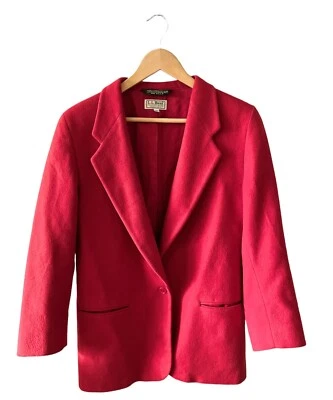 Chaqueta Blazer LL Bean Vintage Roja Mezcla Lana/Cachemira Forrada - Talla 8R Foto 1 de 4