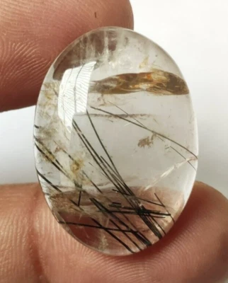 Natural 34.00 Ct. Black Rutile Quartz Oval Loose Gemstone for Ring & Pendant - Image 1 of 4