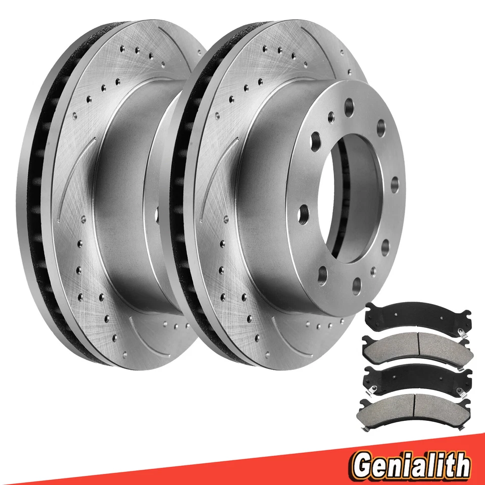 Front Drilled Rotors + Ceramic Brake Pads for Silverado Sierra 2500 HD Express Foto 1 de 4